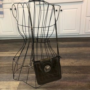 BRIGHTON Patent Leather Reptile Print Cross Body Wallet Shoulder Bag nwt